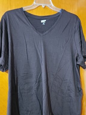 Lands' End Women's V-Neck Tee in Chocolate Brown